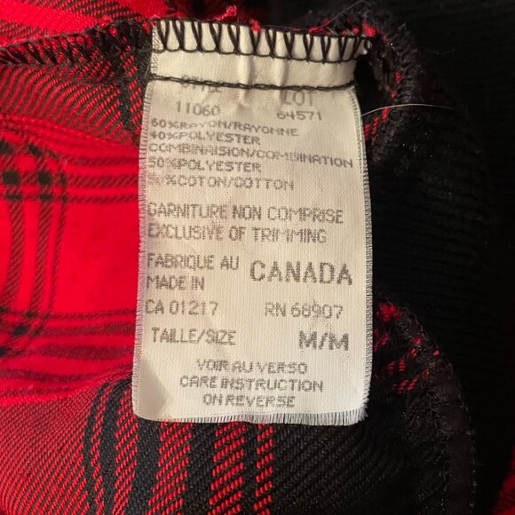 Vintage 90s Le Chateau Red and Black Plaid Bomber Jacket - Made in Canada - Picture 9 of 9